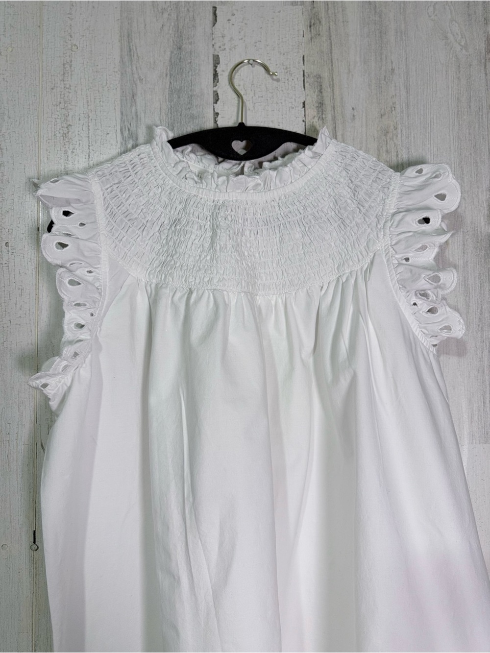 Crown & Ivy White Eyelet Smocked Mini Dress Size Large Boho Summer Cotton - Picture 6 of 9